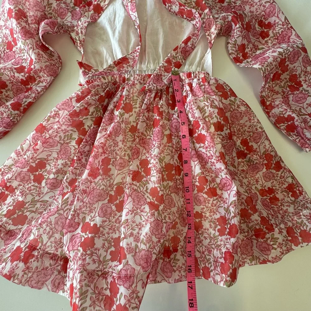 MARLO HOLLY Boutique Dress Pink Floral Smocked Waist Girls SIze 11-12 Years